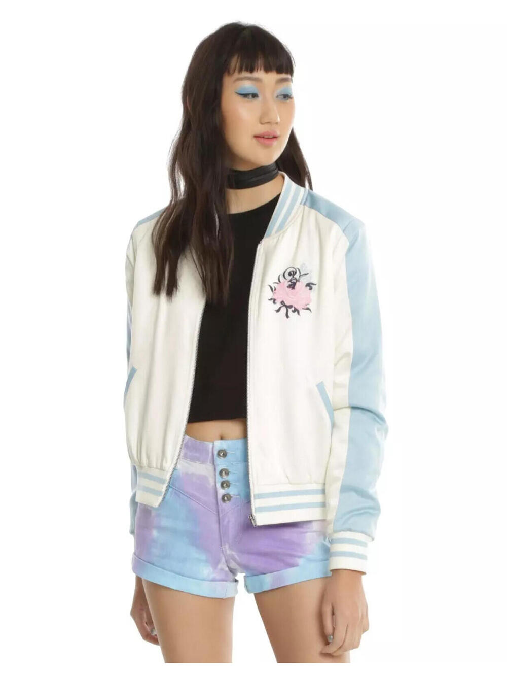 Disney Alice in Wonderland Satin Bomber Jacket Pastel Kawaii Y2K Fairycore